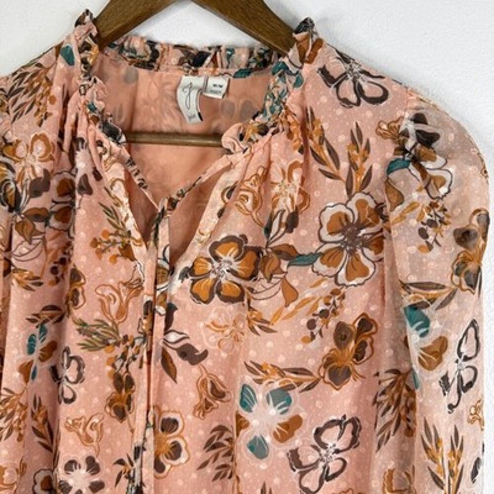 Joie Boho Floral Chiffon Top M Pink Sheer Long Sleeve Peasant Blouse Womens